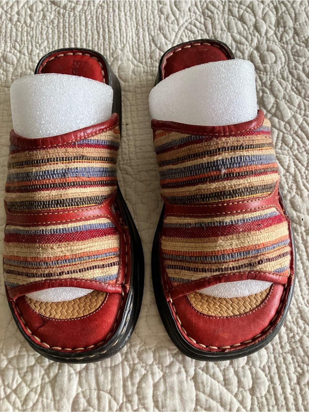 Born Red Multicolor Striped Slide Sandals